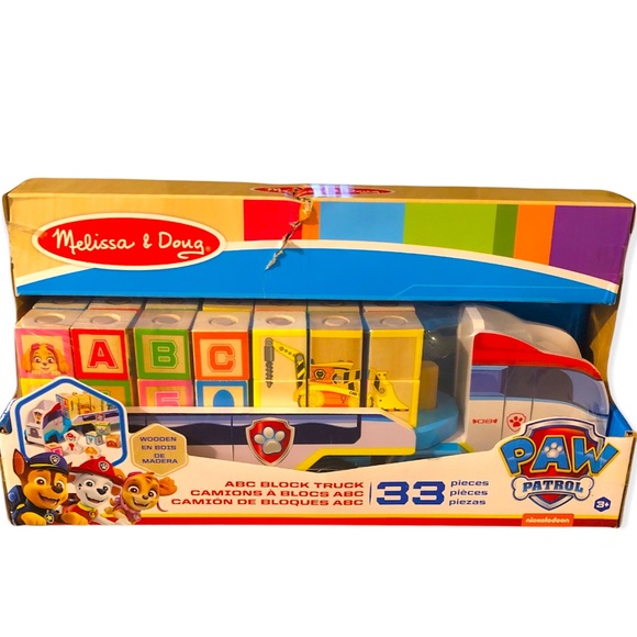 New Melissa & Doug PAW Patrol Wooden ABC Blocks Truck and trailer (33 pieces)